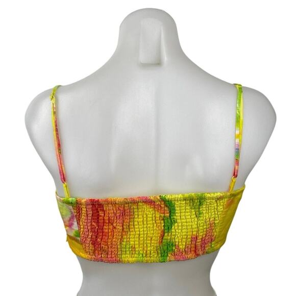 Hemant & Nandita Mina Yellow Floral Sleeveless Cami Bandeau Cropped Tank Top S - Picture 3 of 4